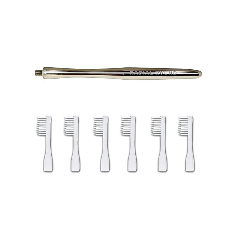 (One year) Stainless steel plastic toothbrush - mirror polished handle (1 handle +6 brush) - Other - Other Metals Silver