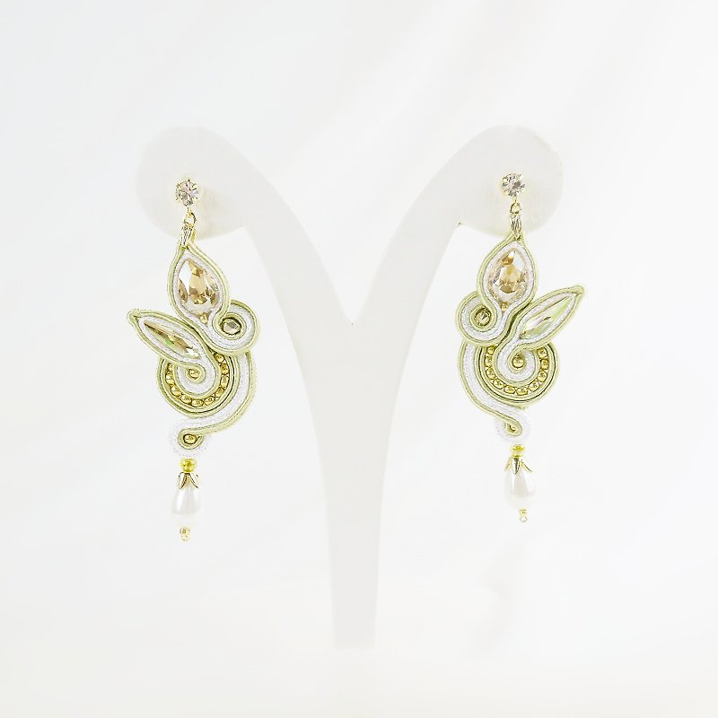 Handmade lace earrings ST170222 - Earrings & Clip-ons - Polyester Green