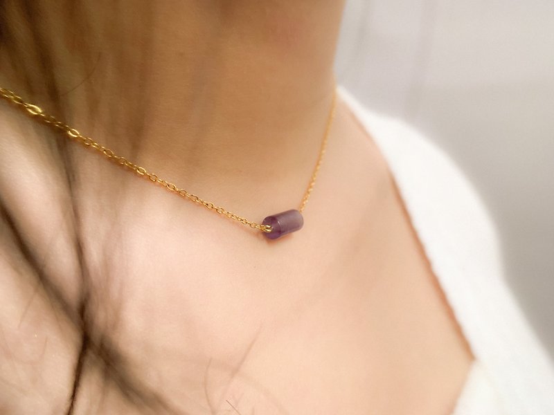 3 colors in | Simple Amethyst Cylindrical Necklace - Necklaces - Semi-Precious Stones Purple