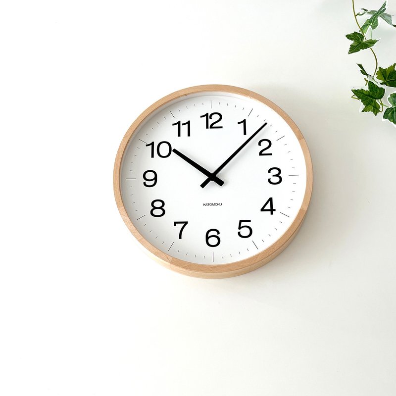 KATOMOKU muku clock 16 LL尺寸 山毛櫸 (km-1116NA) 掛鐘 日本製 - 時鐘/鬧鐘 - 木頭 卡其色