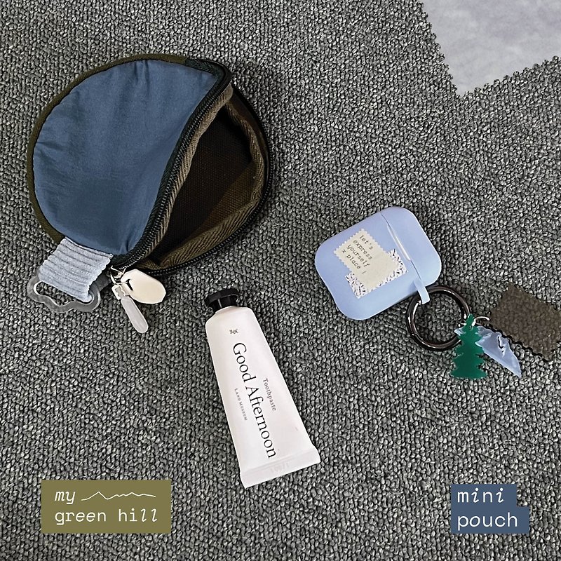 Express x place mini pouch - Coin bag : Green hill - 散紙包 - 棉．麻 藍色