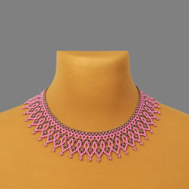 Pink necklace unique jewelry for women - 鎖骨鍊 - 玻璃 粉紅色