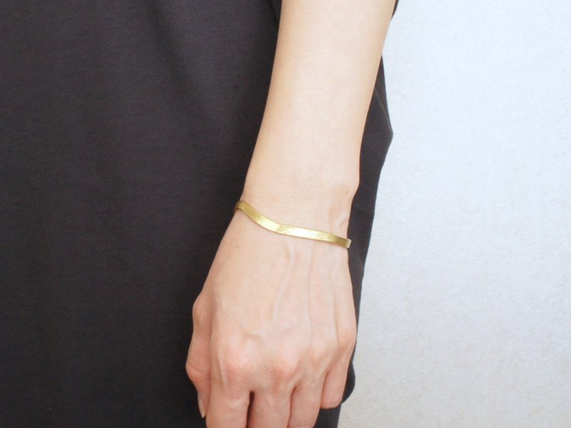 Brass bangle　line - Bracelets - Copper & Brass Gold