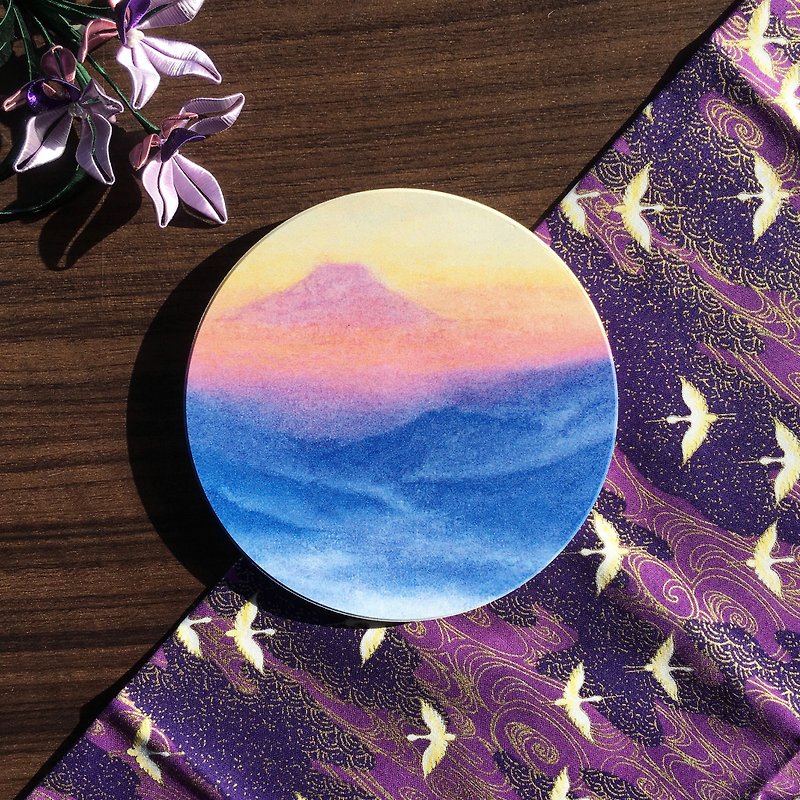 Red Fuji-Ceramic Water Coaster - Coasters - Pottery Purple