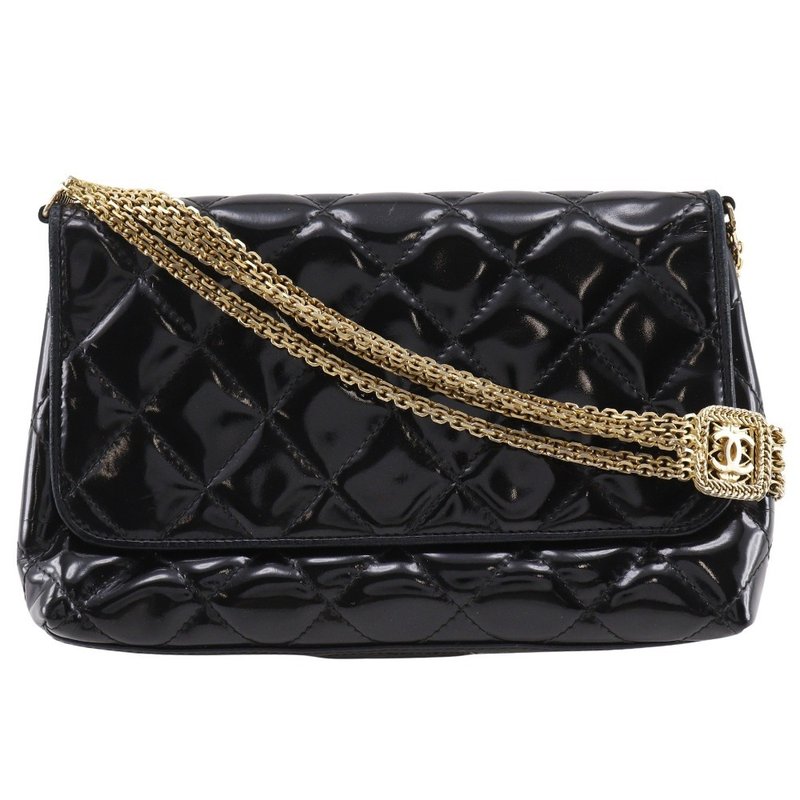 【日本直送】シャネル CHANEL チェーンショルダー ショルダーバッグ マトラッセ ココマーク付チェーン エナメル 黒 レディース【中古】 - 側背包/斜背包 - 琺瑯 黑色