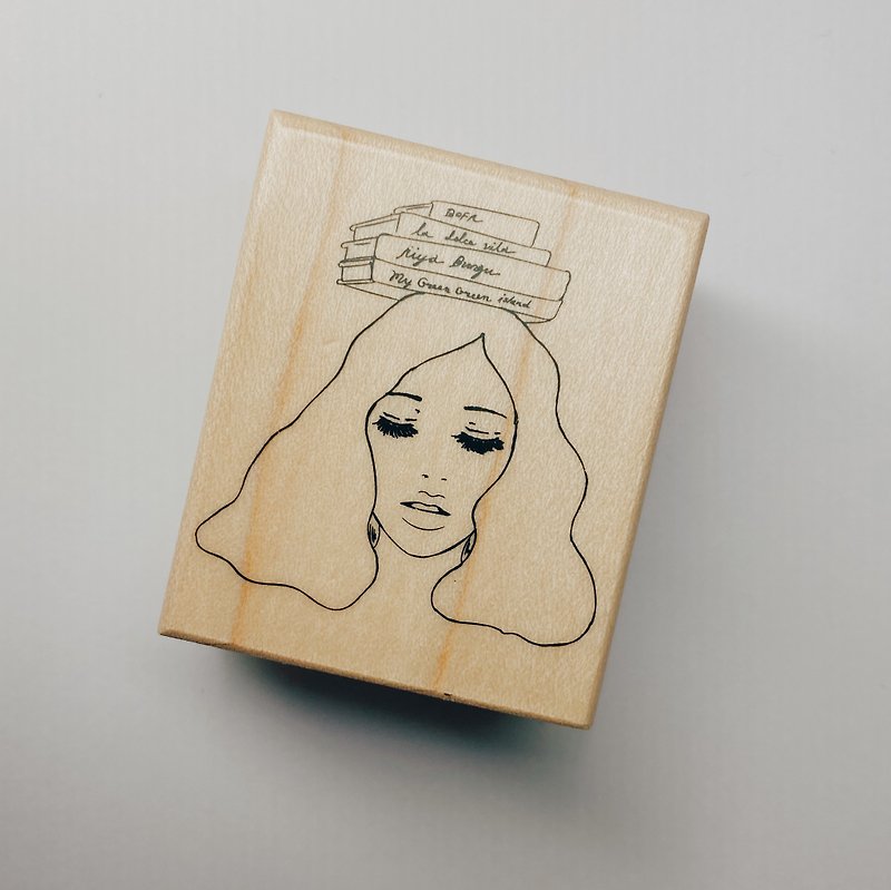 Library girl rubber stamp - Stamps & Stamp Pads - Wood Orange