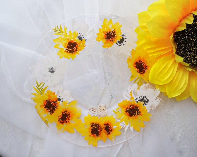 Sunflower and hamster glass plate - Plates & Trays - Glass Orange