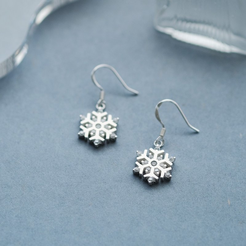 Snowflake Hook Earrings Silver 925 - Earrings & Clip-ons - Other Metals Blue