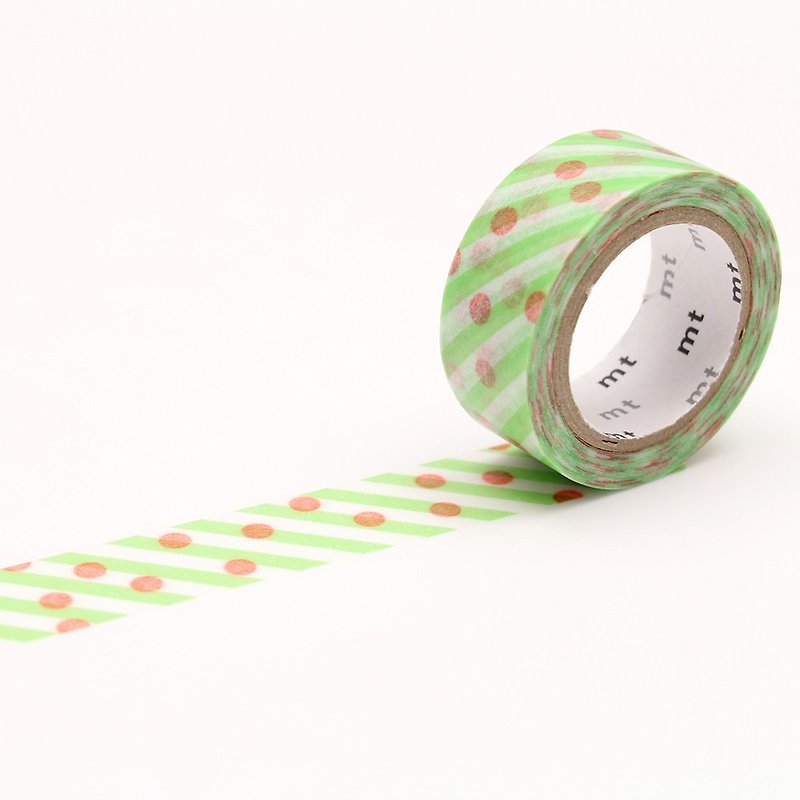 mt fab Double Side Printed Masking Tape【Dot × Stripe (MTDSPR01)】2018SS - Washi Tape - Paper Green