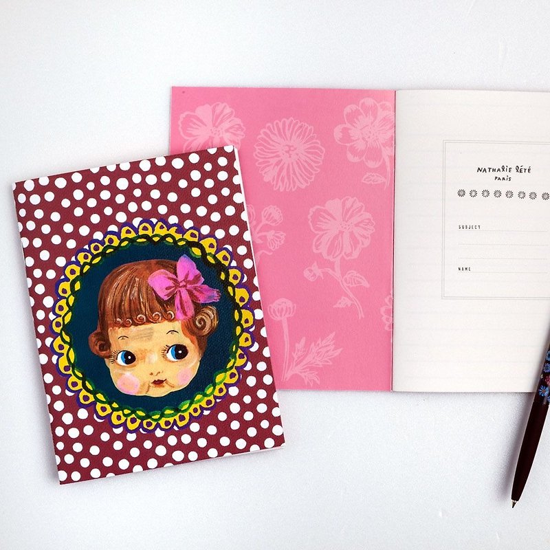 7321Design-Nathalie Lete Striped Notebook - Doll, 7321-08717 - สมุดบันทึก/สมุดปฏิทิน - กระดาษ สีแดง