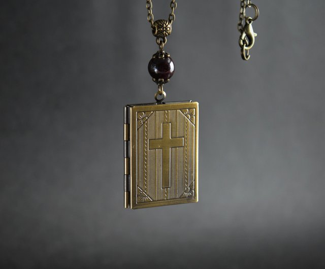 Garnet and Cross Adjustable hotsell Solid Bronze Necklace