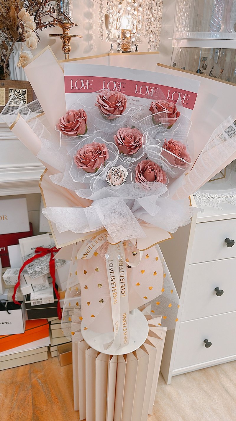 香皂花束.求婚生日.520.情人節.捧花.結婚登記 - 乾燥花/永生花 - 其他材質 粉紅色