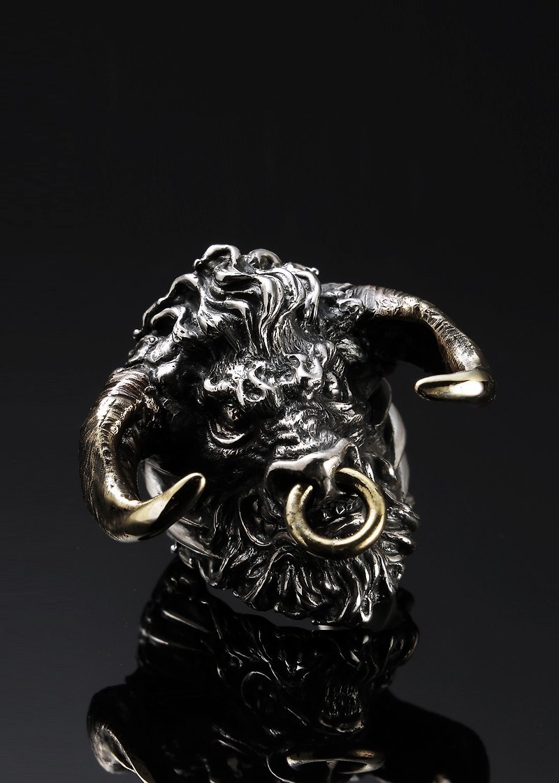 Chinese Zodica Ox Movable Nose Ring Ugly Ox Ring | Zodiac Series-Xin Chou Year - General Rings - Sterling Silver Silver