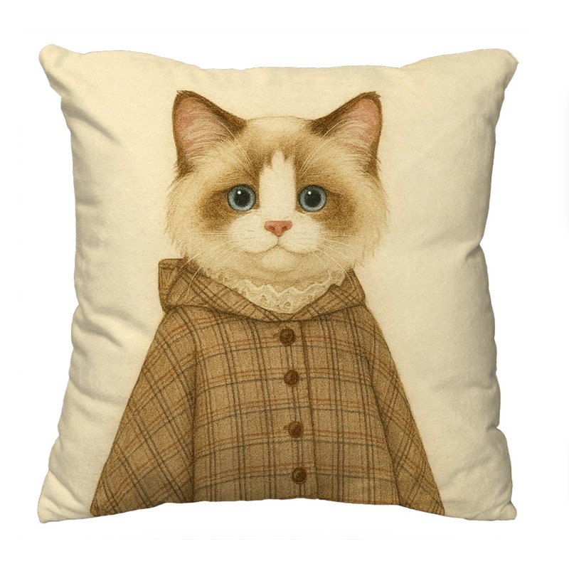 The Neko Ladies時尚貓咪抱枕 │ 英倫貓 - 枕頭/抱枕 - 棉．麻 多色