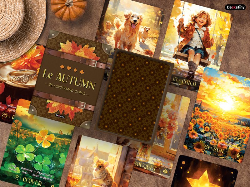 Le Autumn - 36 Lenormand cards (ไพ่เลอนอร์มองด์) - อื่นๆ - กระดาษ สีส้ม