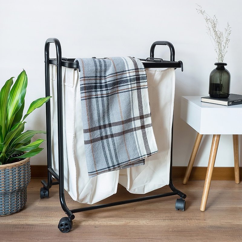 LIGFE Heavy Duty 2-Bag Laundry Sorter Cart - Shelves & Baskets - Other Metals White