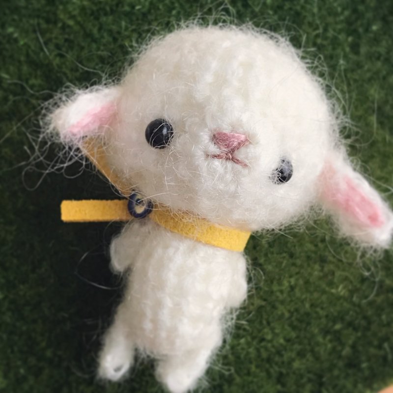 【Order Production】 Small Ami Gourami Lamb amigurumi sheep - Stuffed Dolls & Figurines - Cotton & Hemp White