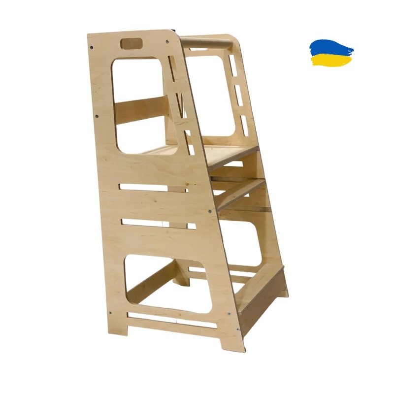 Kid Step Stool Activity tower Montessori tower Stepping stool - 兒童家具 - 木頭 咖啡色