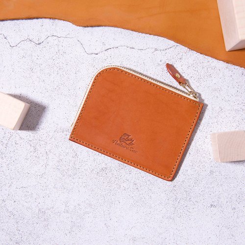 VentureZac L型拉鍊零錢包 L Zip Coin Wallet / 淺棕 Tan / 免費刻字