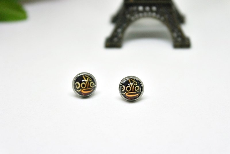 Time Gemstone X Stainless Steel Pin Earrings *Coffee Smoke*➪Limited X1 - ต่างหู - โลหะ สีนำ้ตาล