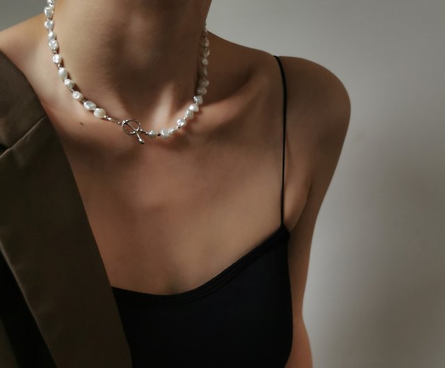 バロック真珠|重工OTのバロック真珠のネックレスの大部分のバックル銀の925シルバー - ショップ chic-studio ネックレス - Pinkoi