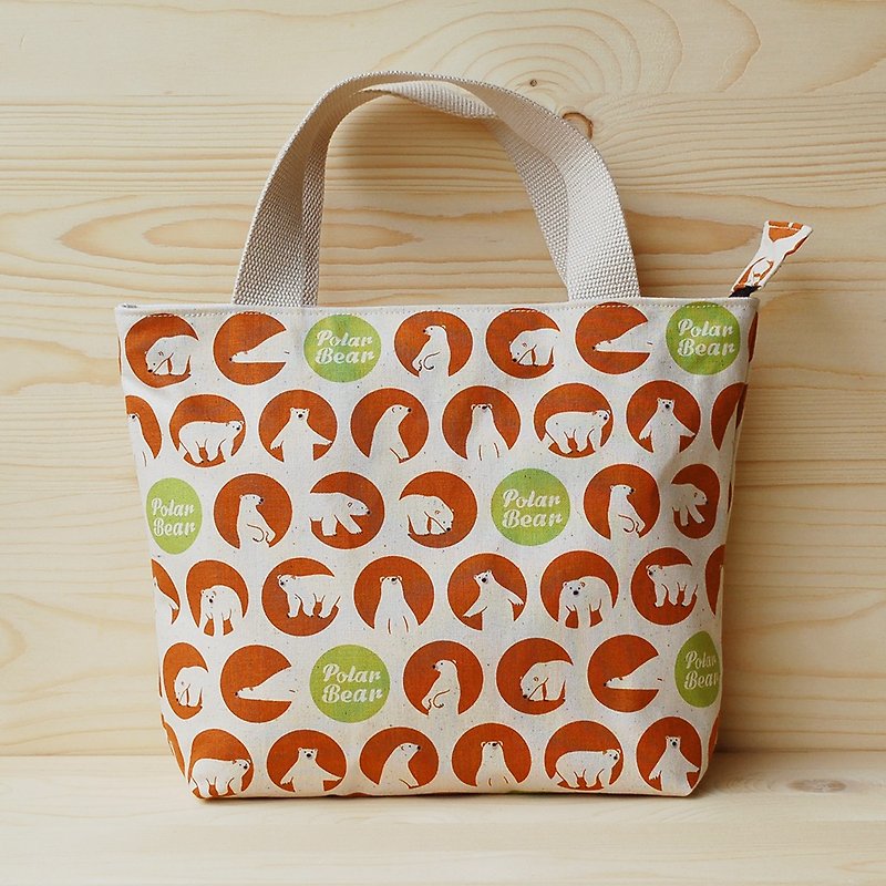 Close-up polar bear zipper tote - Handbags & Totes - Cotton & Hemp Orange