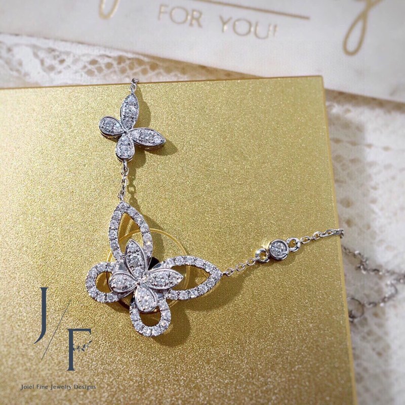 18K 蝴蝶馬眼鑽石頸錬 - 項鍊 - 鑽石 