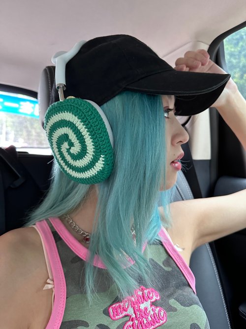 Pawpawcrochet 原創設計手工時尚撞色螺紋 AirPod Max 保護套 索尼XM5 頭戴式耳