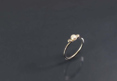 Maple jewelry design 圖像系列-小葉子珍珠925銀戒