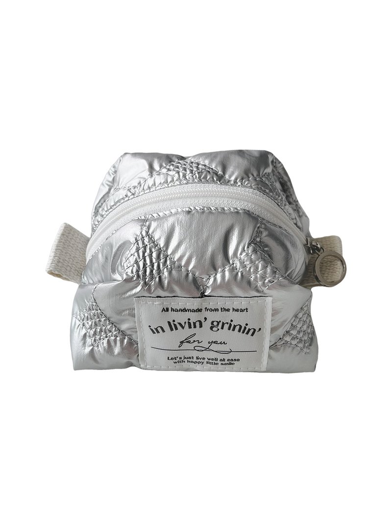 heart quilting S_silver - Toiletry Bags & Pouches - Other Man-Made Fibers Silver