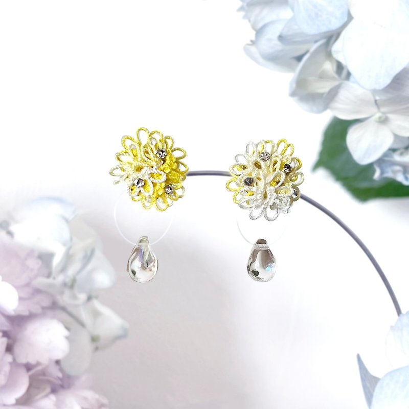 Mimosa and raindrop earrings - Earrings & Clip-ons - Thread Yellow