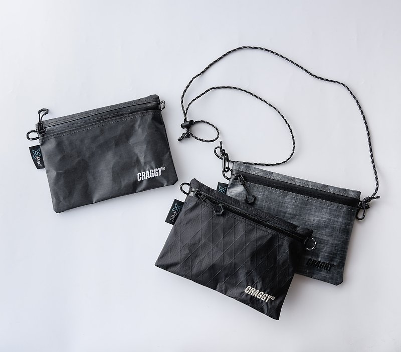 Craggy- Flat small bag carry-on bag storage bag side backpack small bag carry-on bag waterproof X-PAC - กระเป๋าแมสเซนเจอร์ - ไฟเบอร์อื่นๆ สีดำ
