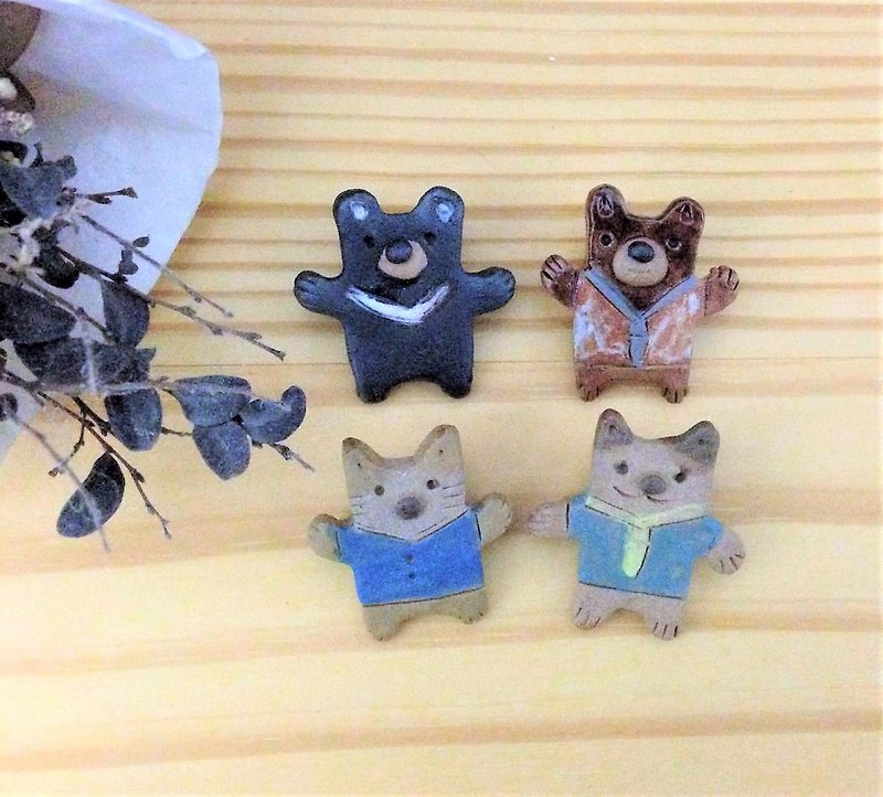 Forest Animal Handmade Ceramic Pins (Mini Version) - Brooches - Pottery Multicolor