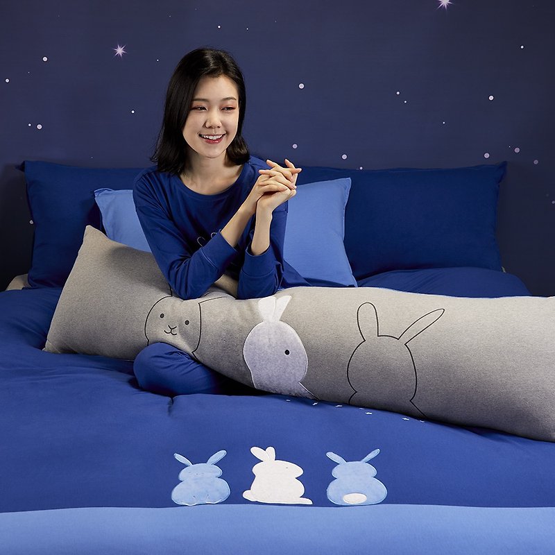 Three Bunny Extra Long Pillow - Rock Grey - Pillows & Cushions - Cotton & Hemp Gray