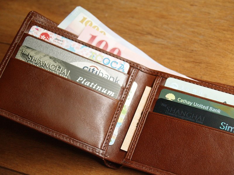 Personalized Wallet ( Custom Name ) - Coco Brown - กระเป๋าสตางค์ - หนังแท้ สีนำ้ตาล