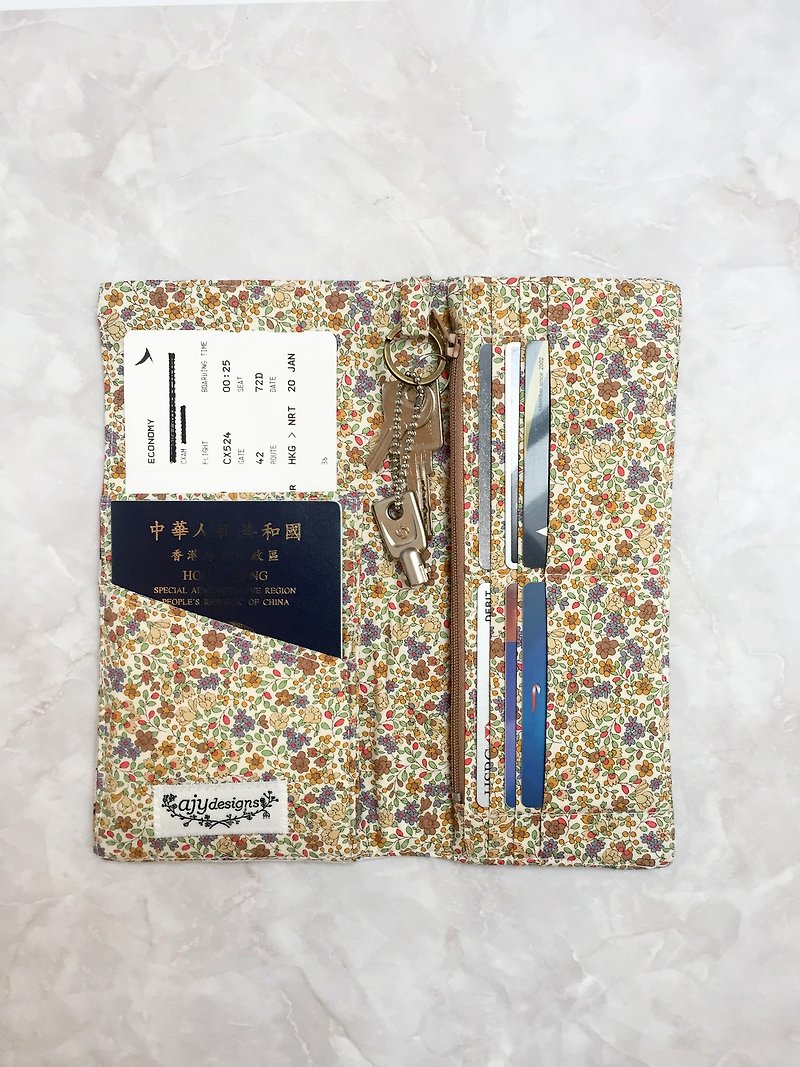 旅遊證件套 錢包 收納 - 護照套 - 棉．麻 咖啡色