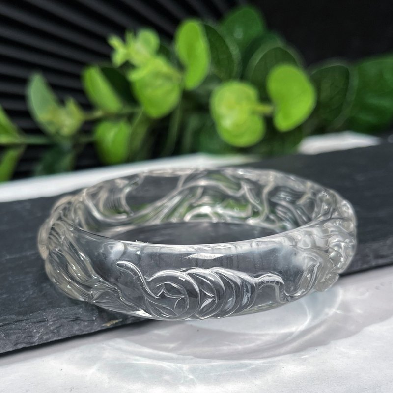 定製 - 白水晶 九尾狐 雕刻 手鐲 圈口59MM - 手鍊/手環 - 水晶 白色