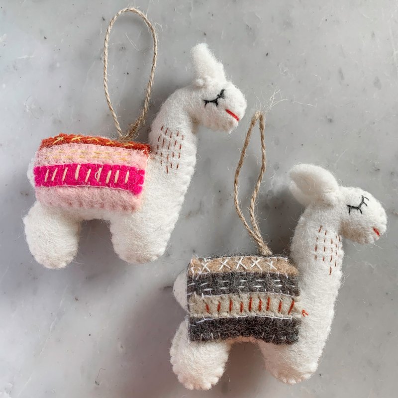 Christmas tree hangings 2 sets Llama Christmas hangings Christmas decoration Christmas decoration Christmas tree - ของวางตกแต่ง - ขนแกะ 