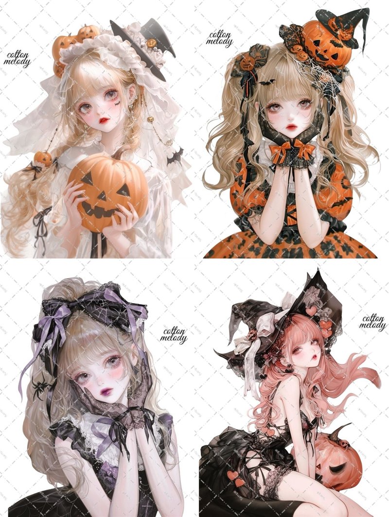 【期間限定】 ハロウィン / compact set / 20種類各3枚 / cotton melody / 人物ステッカー 【for girl 】 - 貼紙 - 紙 
