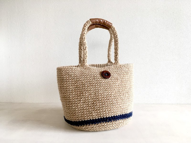麻ひもバッグ NavyLine customize - 手提包/手提袋 - 棉．麻 藍色