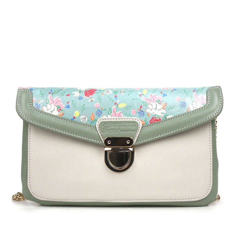 [35% off on clearance products] stephy blue floral cute art adjustable chain handbag - กระเป๋าคลัทช์ - หนังเทียม 