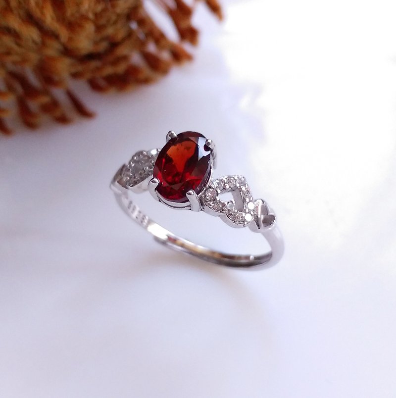 [Jan] natural Stone birthstone 5 x 7 mm Ring - Double Heart section - General Rings - Semi-Precious Stones 