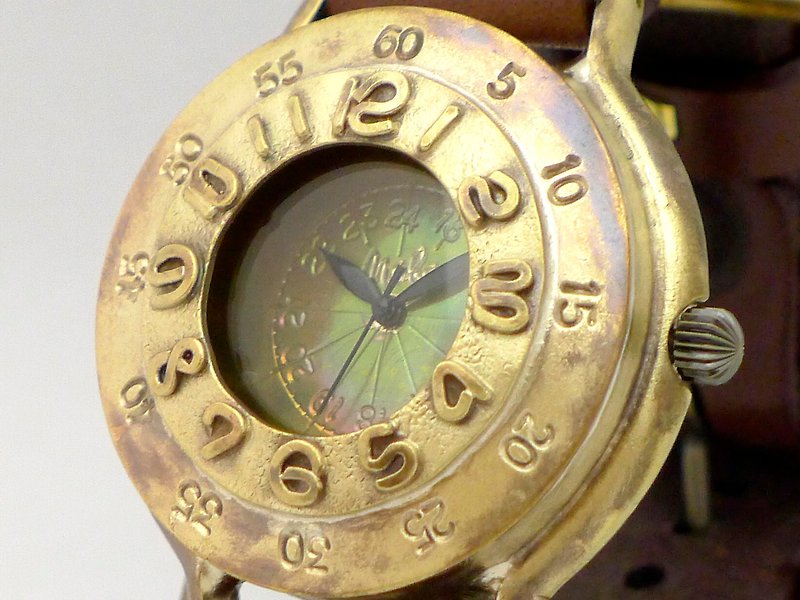 Handmade watch GunBoat-B oversized JUMBO Brass (JUM117 BR) - Women's Watches - Copper & Brass Gold