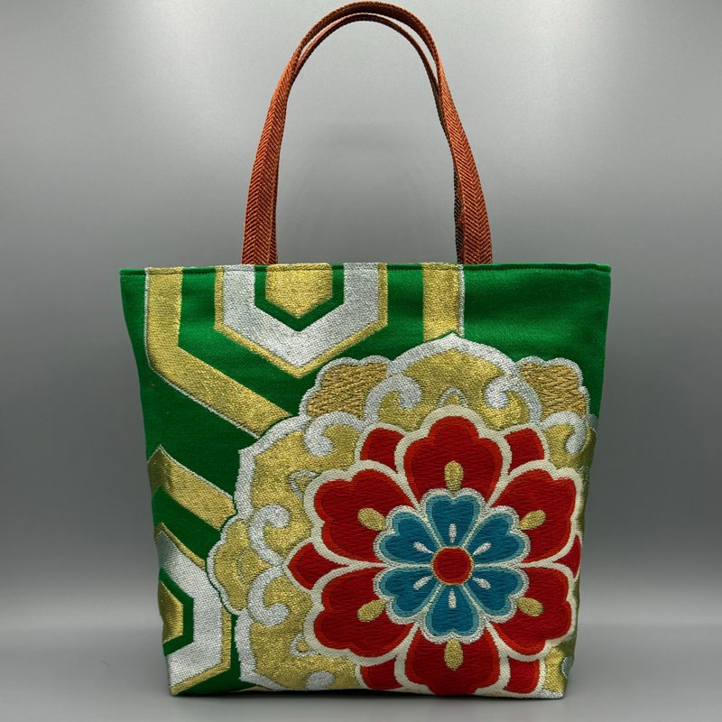 Kimono Obijime Remake Tote bag - Handbags & Totes - Silk Green