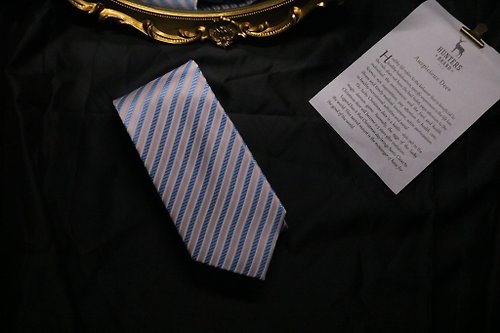 壞紳士 高端婚禮系列/粉藍條紋百分百真絲領帶