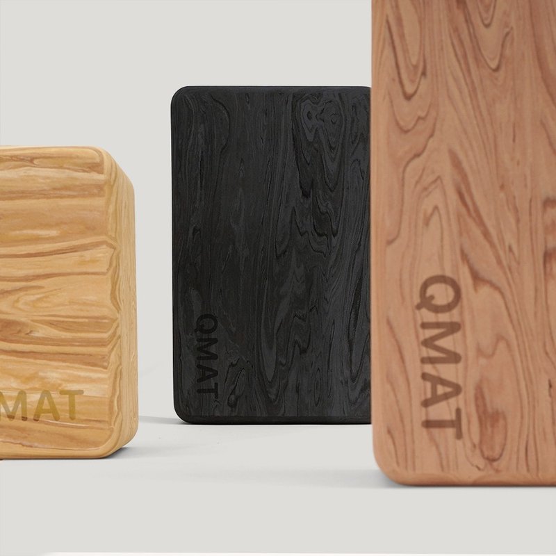 【QMAT】Yoga Brick-Wood Grain Made in Taiwan - Fitness Equipment - Other Materials Multicolor