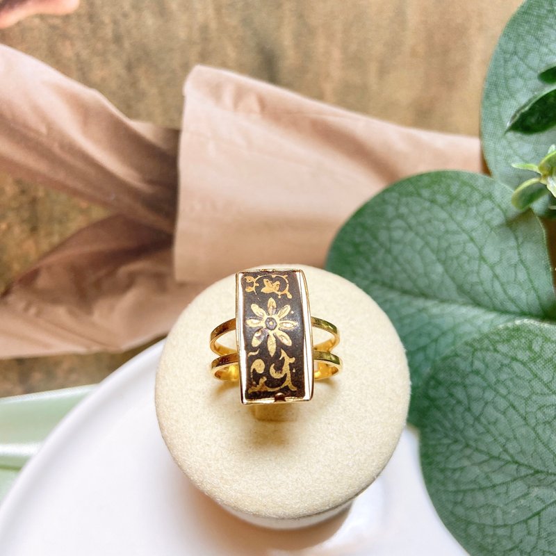 【西洋古董飾品】13 大馬士革24K工藝皇家花騰 圓弧 戒指 - 戒指 - 24k 金 金色
