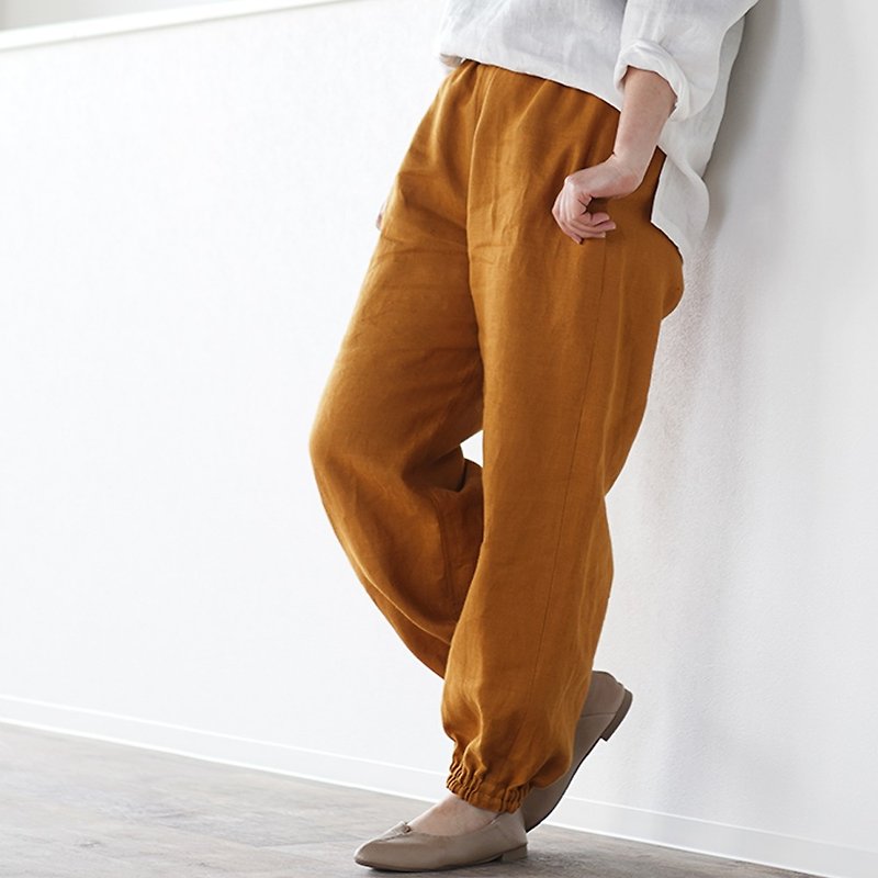 wafu --Ama 褲 子 Midweight Linen Unisex Monpe Pants / Amber b005d-kau2