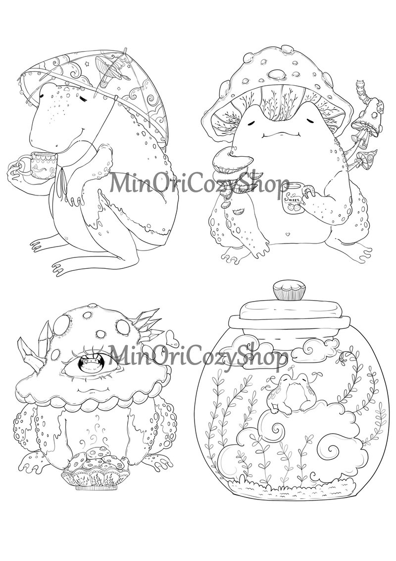 Fancy Coloring Page Frog Coloring Page Digital Art Coloring Page Pdf Amazing - 電子書/雜誌 - 其他材質 