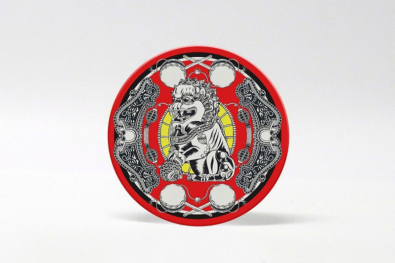 Limited edition prints hand - Stone tiger red circle absorbent coasters - ที่รองแก้ว - ดินเผา สีแดง